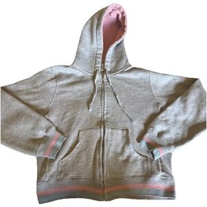 Iris Sport Couture Long Sleeve Hoodie Gray Womens Full Zip Top Pocket Drawstring